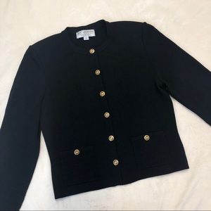 St. John Collection Black Button Up Cardigan